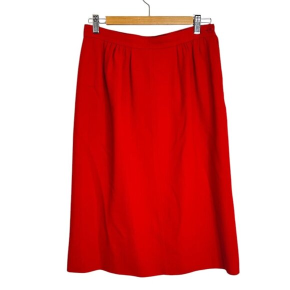 Vtg Jaeger Red Wool Skirt Sz 16 | Lined 90s Corpcore Career Workwear Knee-Length - Picture 1 of 7